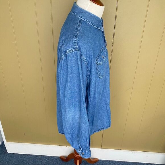 Wrangler men 2XL 100% cotton longsleeve button down collared denim shirt - Picture 4 of 9